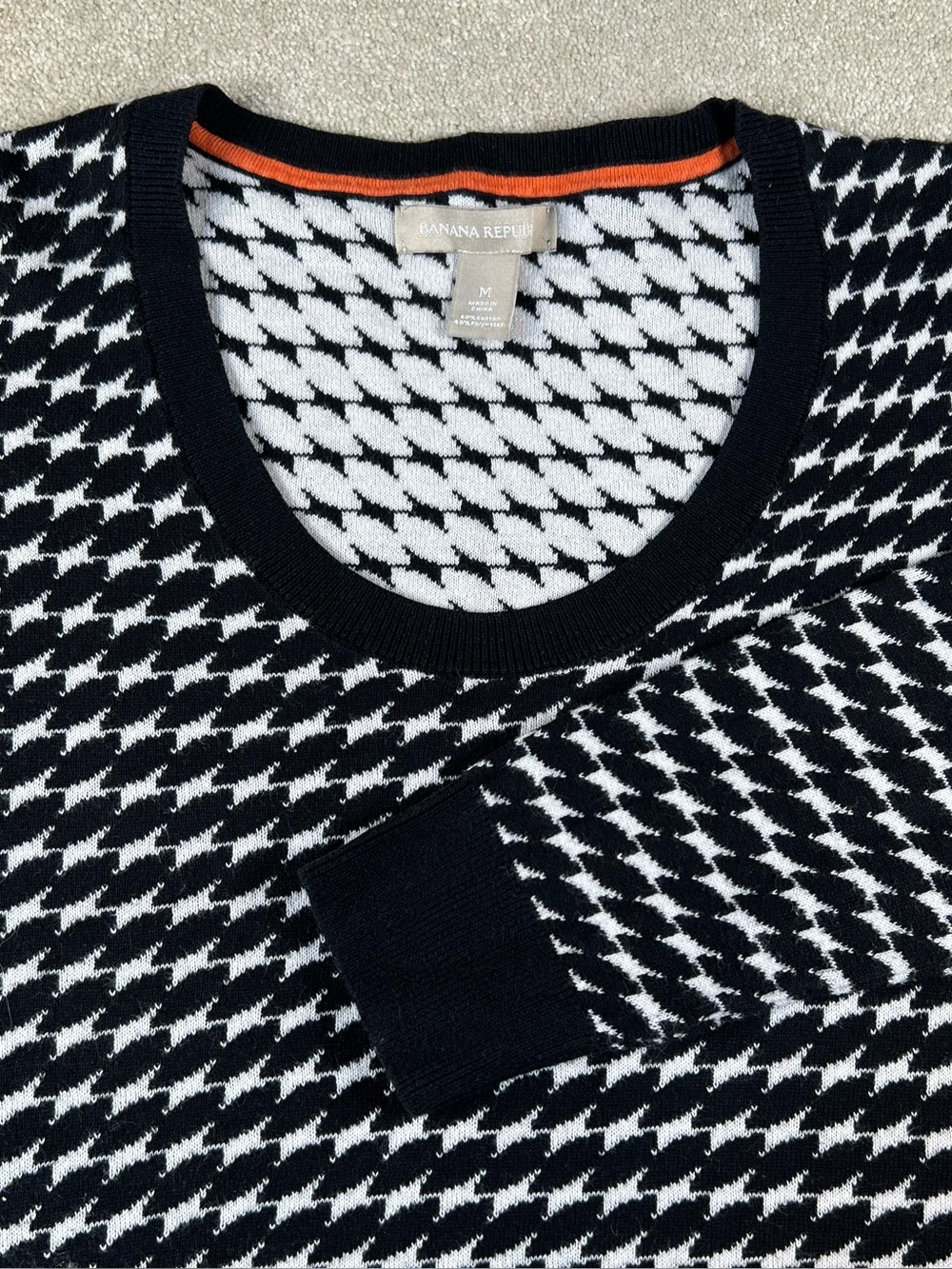 Banana Republic Sweater Black White Cotton Blend Women's medium